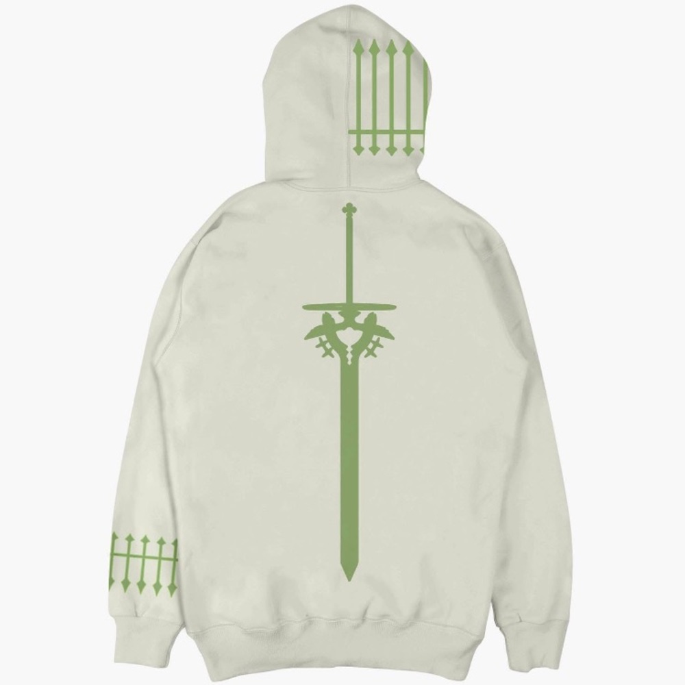 Men's Cream Hoodie with Green Design